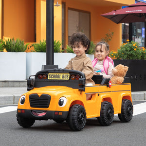 12V Kids Electric School Bus with Remote Control, 2 Seats and LED Lights, Orange Trend Times 0