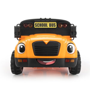 12V Kids Electric School Bus with Remote Control, 2 Seats and LED Lights, Orange Trend Times 3