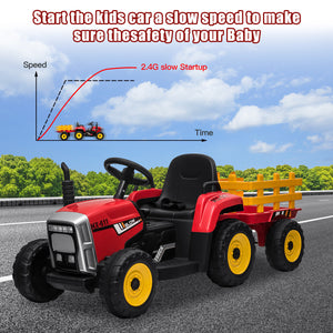 12V Battery-Powered Kids Electric Ride-On Tractor with Trailer and Remote Control Trend Times 7