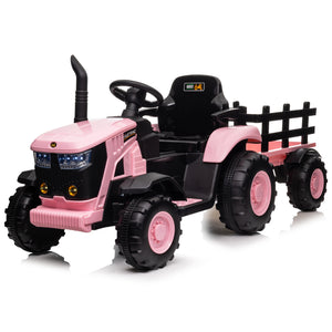12V Kids Electric Ride-On Tractor with Trailer and Remote Control Toy Car for Toddlers Trend Times 4