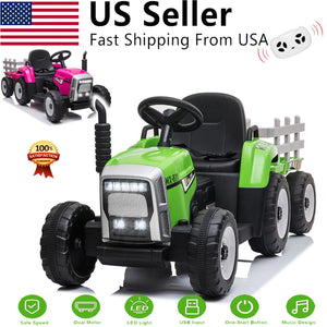 12V Kids Electric Ride-On Tractor with Trailer and Remote Control Trend Times 1