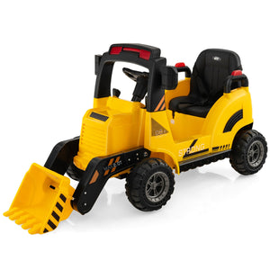 12V Kids Ride-On Construction Tractor with Horn, Music, and LED Tail Lights - Yellow Trend Times 9