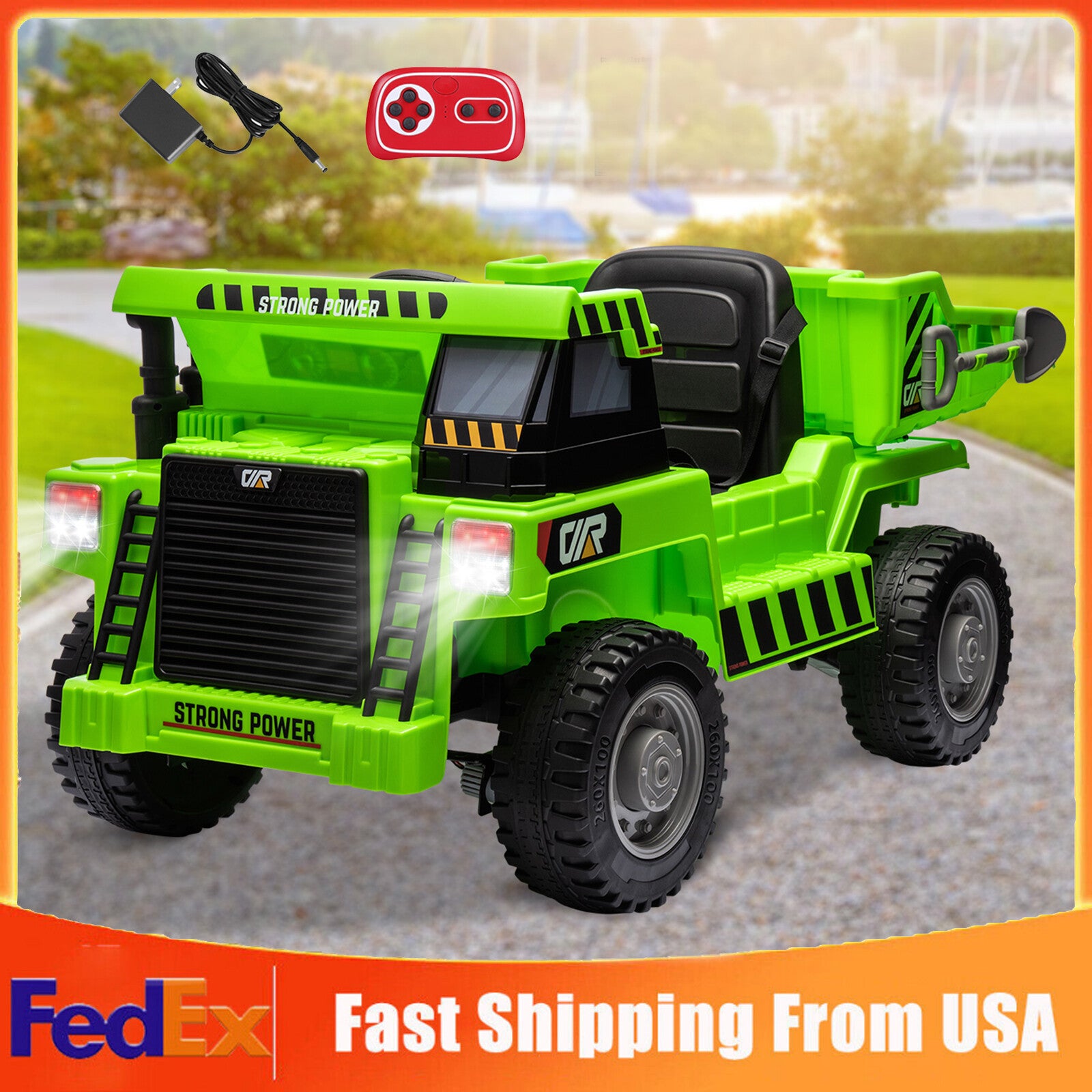 12V Kids Ride-On RC Dump Truck Construction Battery-Powered Tractor with Electric Bucket Trend Times 0