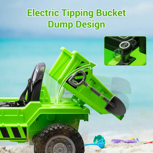 12V Kids Ride-On RC Dump Truck Construction Battery-Powered Tractor with Electric Bucket Trend Times 8