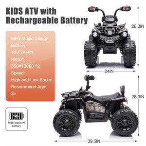 12V Kids Electric Ride-On ATV 4-Wheeler Quad Car Toy with MP3 and Headlights Trend Times 2