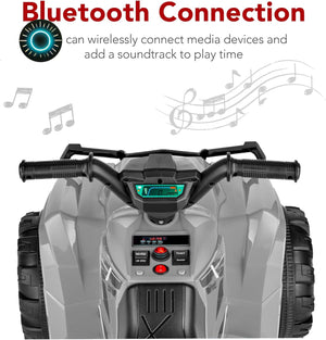 12V Kids Electric Ride-On ATV 4-Wheeler Quad Car Toy with Bluetooth Audio and 2.4 MPH Speed Trend Times 2