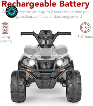12V Kids Electric Ride-On ATV 4-Wheeler Quad Car Toy with Bluetooth Audio and 2.4 MPH Speed Trend Times 4