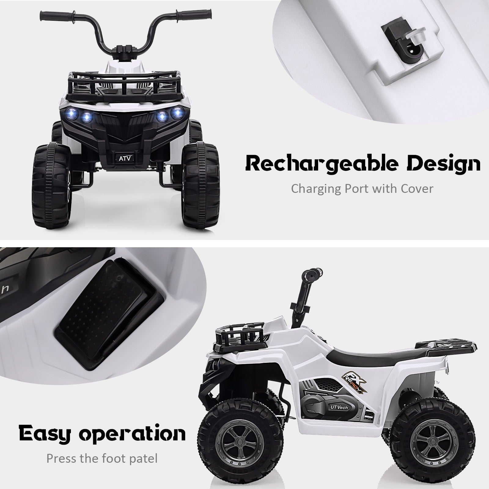 12V Kids Electric Ride-On ATV Car Toy with Bluetooth Features Trend Times 1