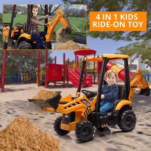 12V Kids Electric Ride-On Vehicle 4-in-1 Excavator and Bulldozer with Remote Control Trend Times 4