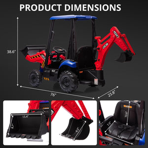 12V Kids Ride-On Excavator and Bulldozer with Remote Control, Front Loader, Digger, and Horn Trend Times 3