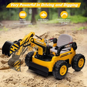 12V Kids Ride-On Excavator Truck with Remote Control and Electric Digging Arm Trend Times 4
