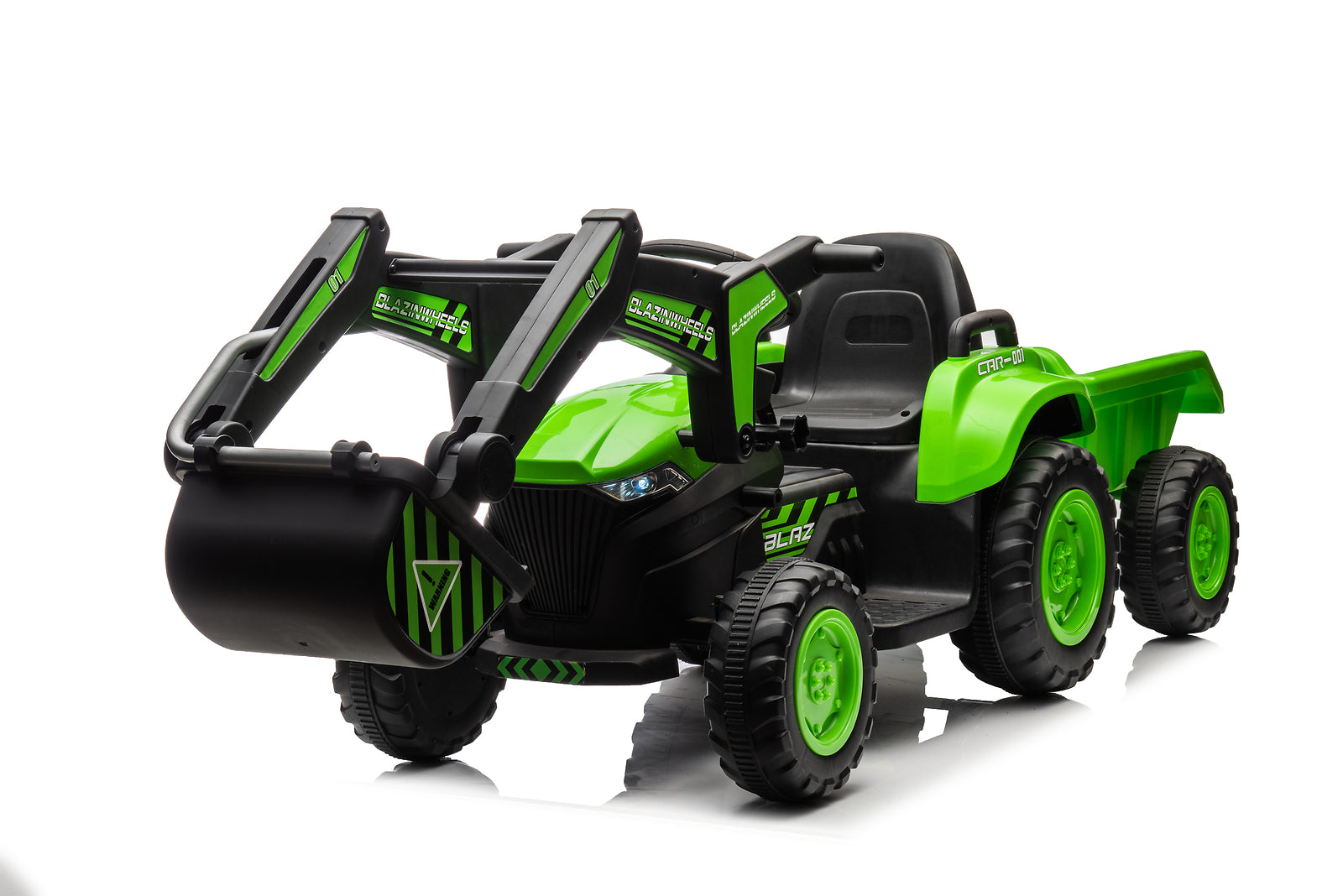 12V Kids Electric Ride-On 3-in-1 Excavator and Tractor with Detachable Trailer Trend Times 0