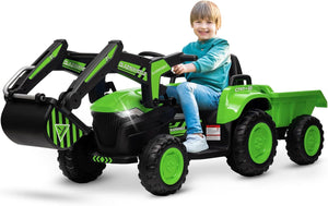 12V Kids Electric Ride-On 3-in-1 Excavator and Tractor with Detachable Trailer Trend Times 1