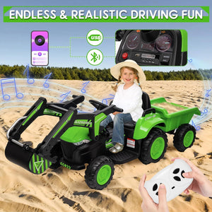 12V Kids Electric Ride-On 3-in-1 Excavator and Tractor with Detachable Trailer Trend Times 5