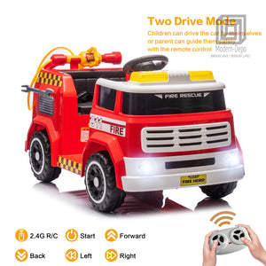 12V Kids Ride-On Firefighter Truck Toy with Fire Gun, Shovel, Loudspeaker, and Music Trend Times 1