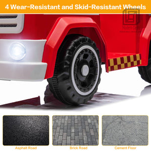 12V Kids Ride-On Firefighter Truck Toy with Fire Gun, Shovel, Loudspeaker, and Music Trend Times 4