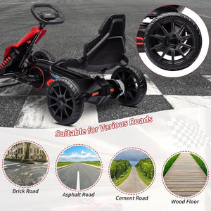 12V Kids Ride-On Go Kart with Adjustable Seat, 2.8 MPH Drifting Car, 66 lbs Capacity, 35W Motor, Red Trend Times 5