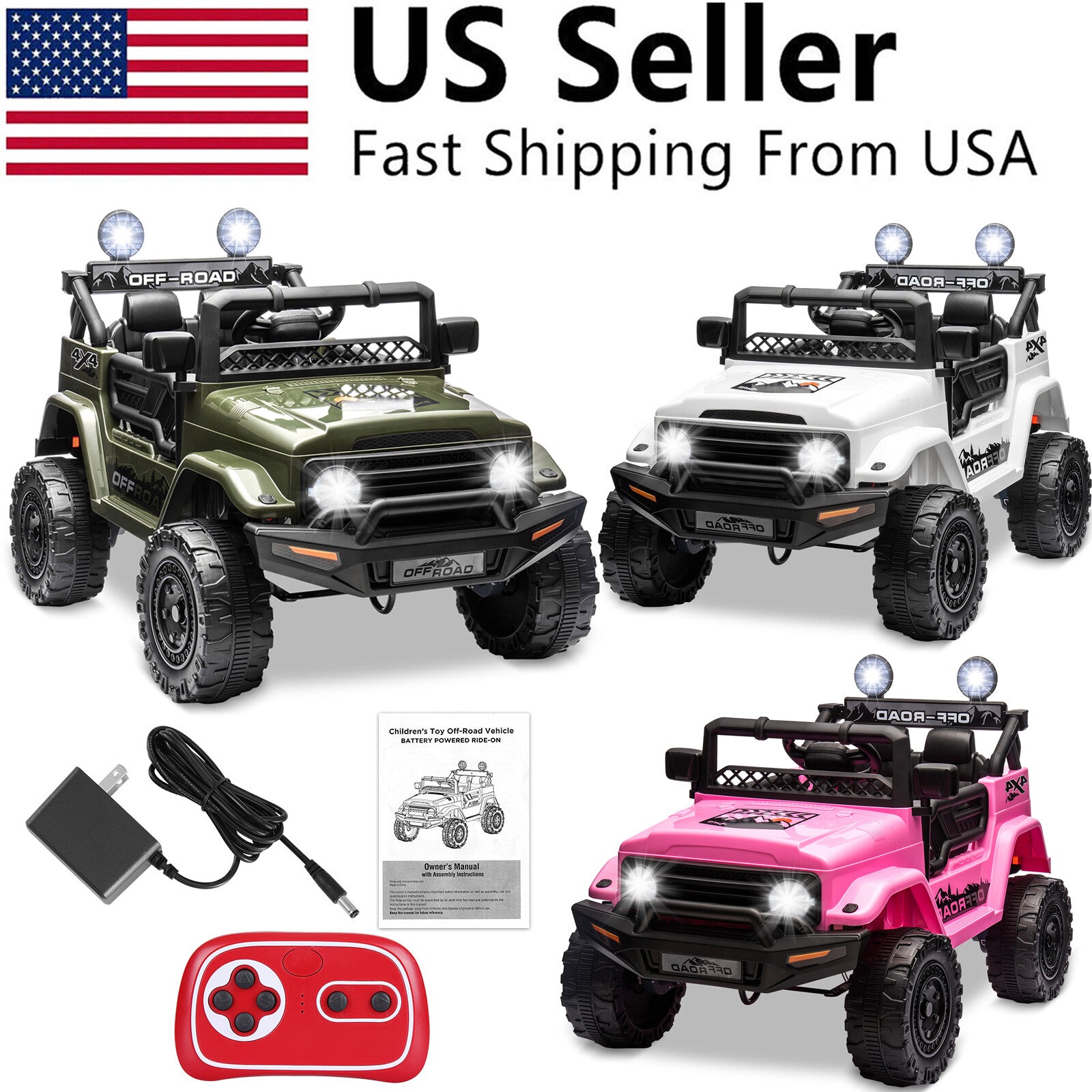 12V Electric Kids Ride-On Jeep 2-Seater with Remote Control and LED Lights Trend Times 1