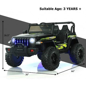 12V Kids Ride-On Jeep Car with 2.4G Remote Control in Black and Green Trend Times 3