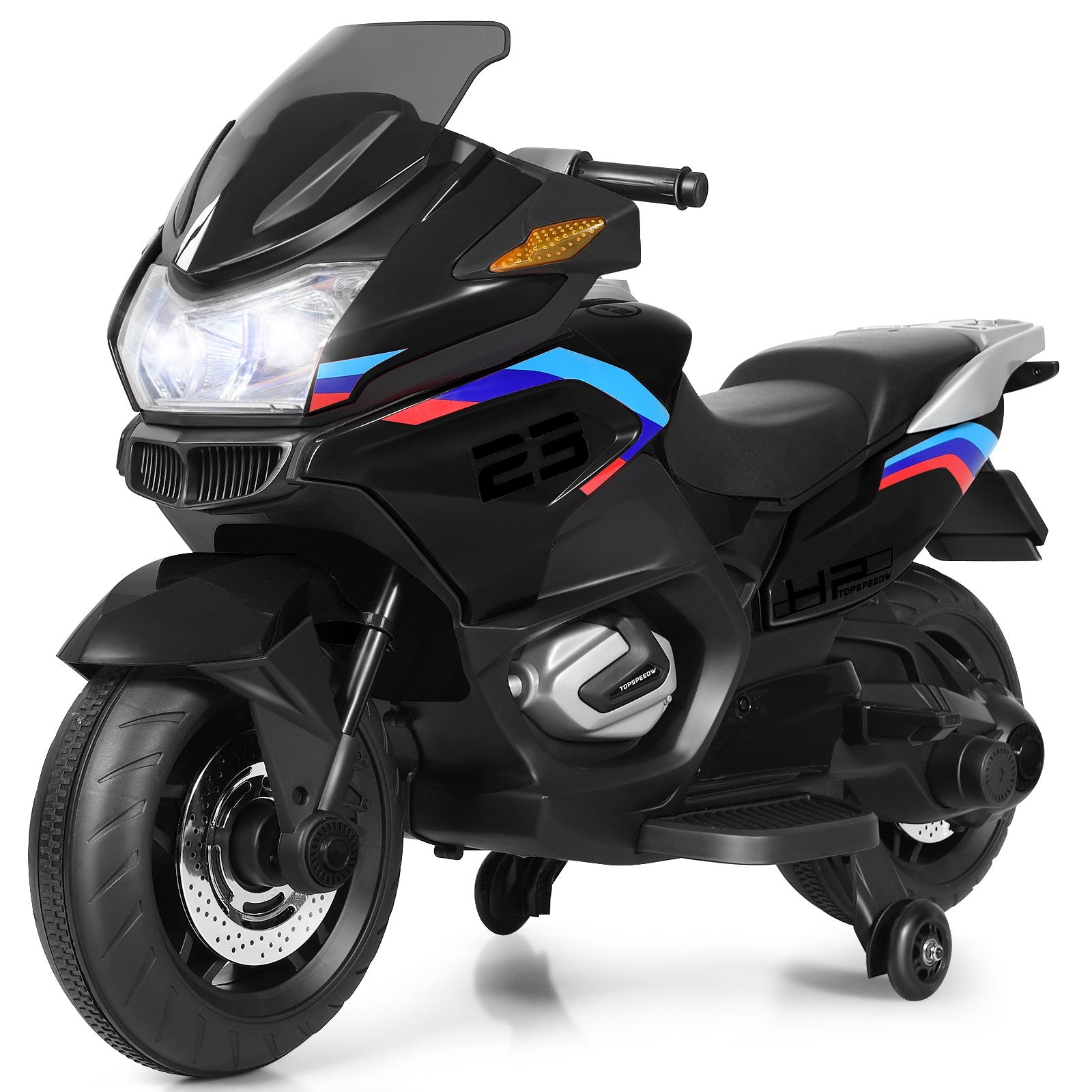 12V Kids Electric Ride-On Motorcycle with Training Wheels and Lights – Black Trend Times 0