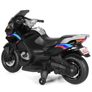 12V Kids Electric Ride-On Motorcycle with Training Wheels and Lights – Black Trend Times 11