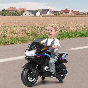 12V Kids Electric Ride-On Motorcycle with Training Wheels and Lights – Black Trend Times 3