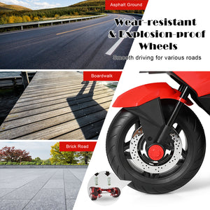 12V Electric Kids Ride-On Motorcycle with Training Wheels and Lights Red Trend Times 8