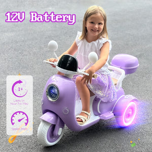 12V Electric Ride-On Motorcycle for Girls with LED Lights and MP3 Player Trend Times 1