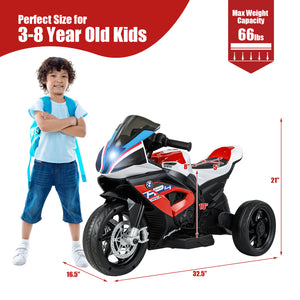 12V Kids Ride-On Motorcycle with Bright LED Headlights and Non-Slip Wheels Red Trend Times 1