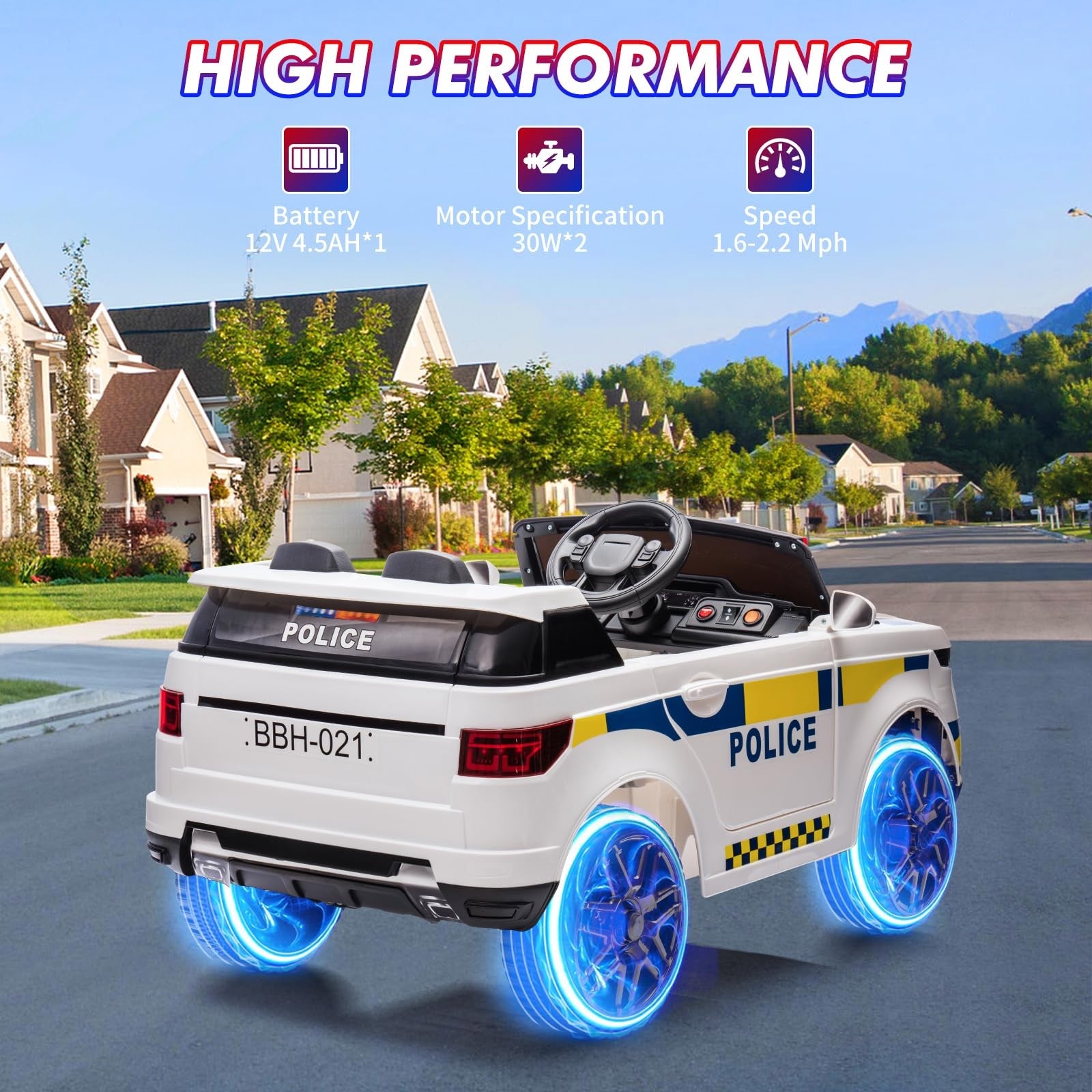 12V Battery Operated Kids Police SUV Ride-On Toy Car for Toddlers Trend Times 1