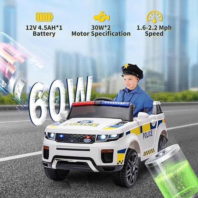 12V Electric Police SUV Ride-On Car for Toddlers with 2.4G Remote Control Trend Times 0