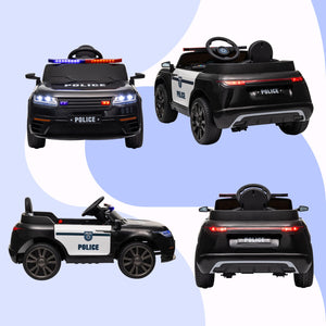 12V Kids Ride-On Police Car with Remote Control Black Trend Times 10