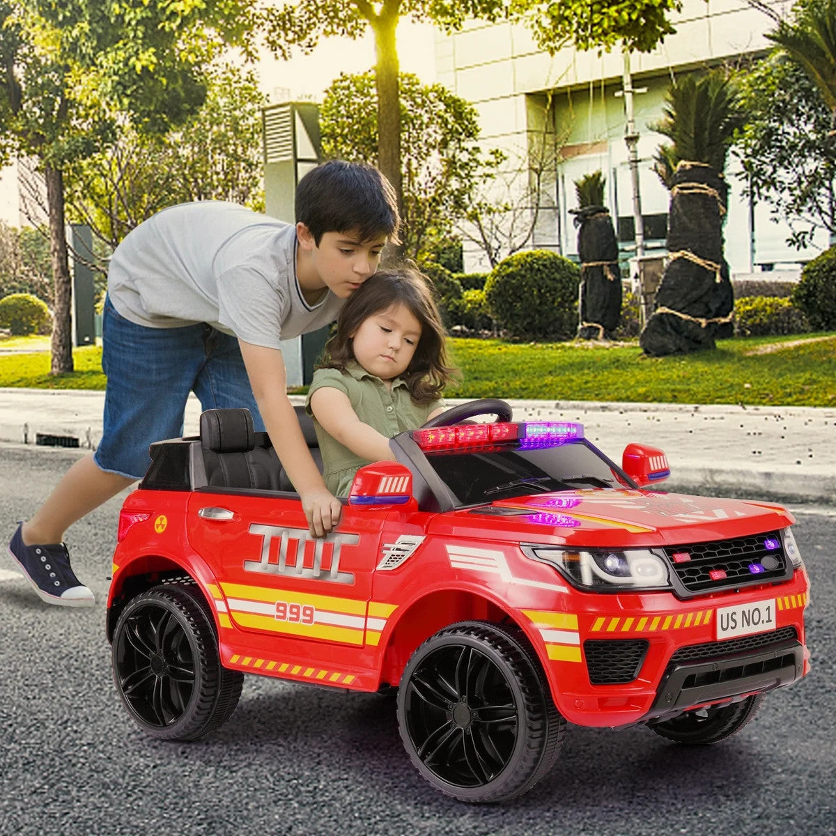 12V Battery-Powered Kids Ride-On Police Car with Remote Control and 4 Wheels Trend Times 0