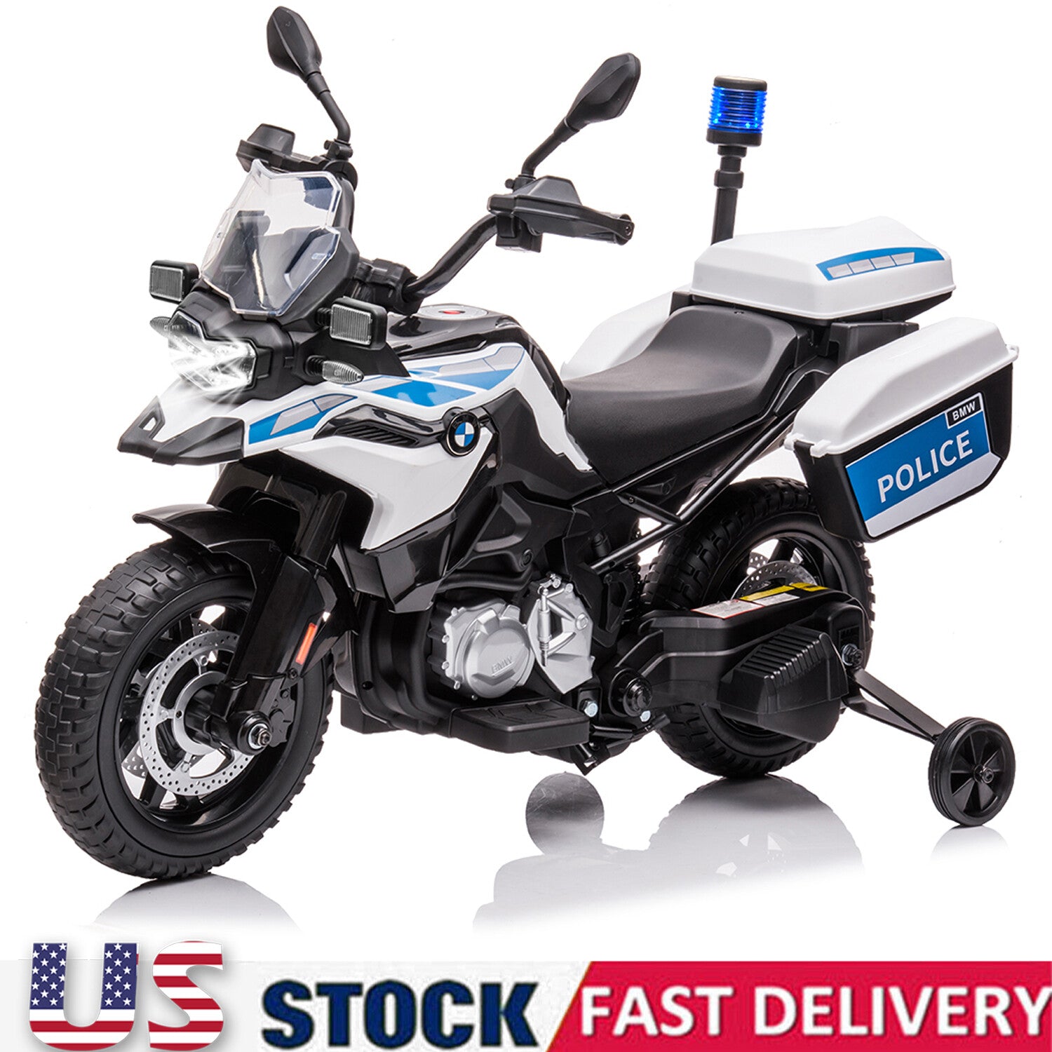 12V Kids Electric Police Ride-On Motorcycle with Battery and LED Lights Trend Times 0