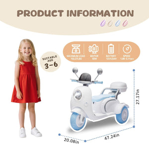 12V Kids Electric Ride-On Motorcycle 2-Seater Moped with Bluetooth and LED Lights Trend Times 3