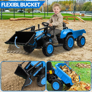 12V Kids Electric Ride-On Tractor and Bulldozer Vehicle with Trailer and Music Trend Times 14