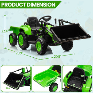 12V Kids Electric Ride-On Tractor and Bulldozer Vehicle with Trailer and Music Trend Times 4