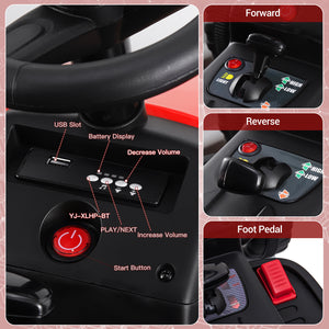 12V Kids Ride-On Electric Tractor Car with Trailer, Remote Control, LED Lights, and MP3 - Red Trend Times 5