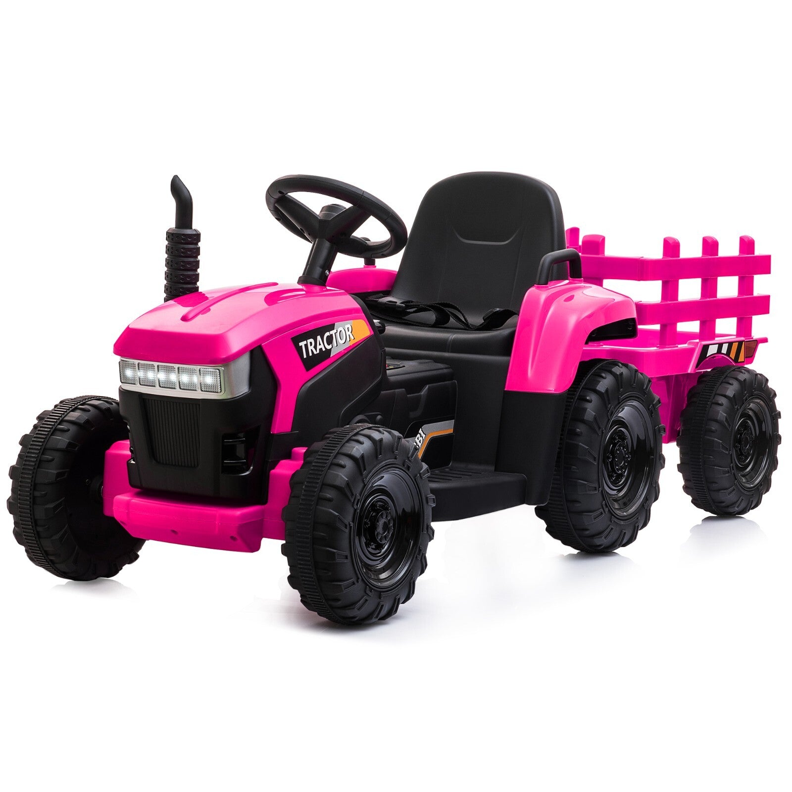 12V Electric Ride-On Tractor with Trailer Battery Powered Toy Car for Toddlers Trend Times 1