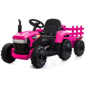 12V Electric Ride-On Tractor with Trailer Battery Powered Toy Car for Toddlers Trend Times 1