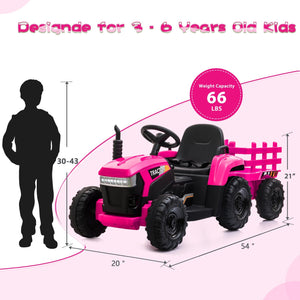 12V Electric Ride-On Tractor with Trailer Battery Powered Toy Car for Toddlers Trend Times 6