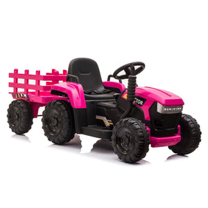 12V Electric Ride-On Tractor with Trailer Battery Powered Toy Car for Toddlers Trend Times 8
