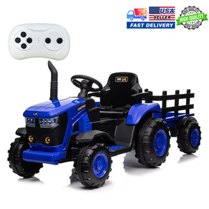 12V Electric Kids Ride-On Tractor Toy with Detachable Trailer and Remote Control Blue Trend Times Variant 0