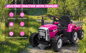 12V Kids Electric Ride-On Tractor with Trailer and 3-Speed Remote Control Trend Times Variant 0