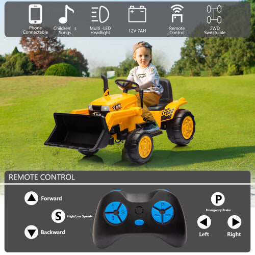 12V Electric Ride-On Kids Tractor Excavator with Battery, Remote Control, and Digging Handle Trend Times 1