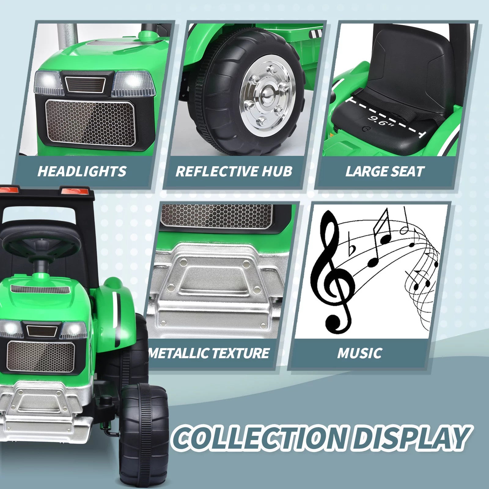 12V Kids Electric Ride-On Tractor Excavator with Detachable Trailer and Remote Control Trend Times 1