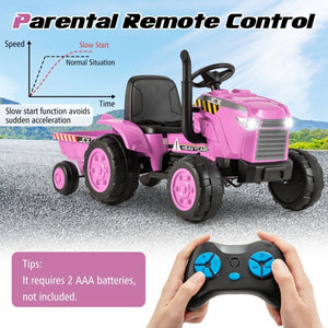 12V Kids Ride-On Tractor with Trailer and Remote Control for Toddlers Trend Times 5