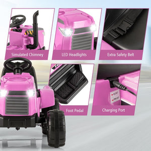 12V Kids Ride-On Tractor with Trailer and Remote Control for Toddlers Trend Times 9