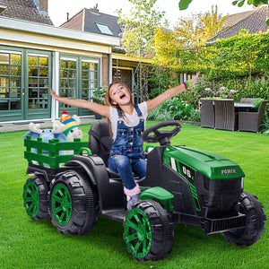 12V Electric Kids Ride-On Tractor Toy with Trailer and Remote Control Trend Times 11