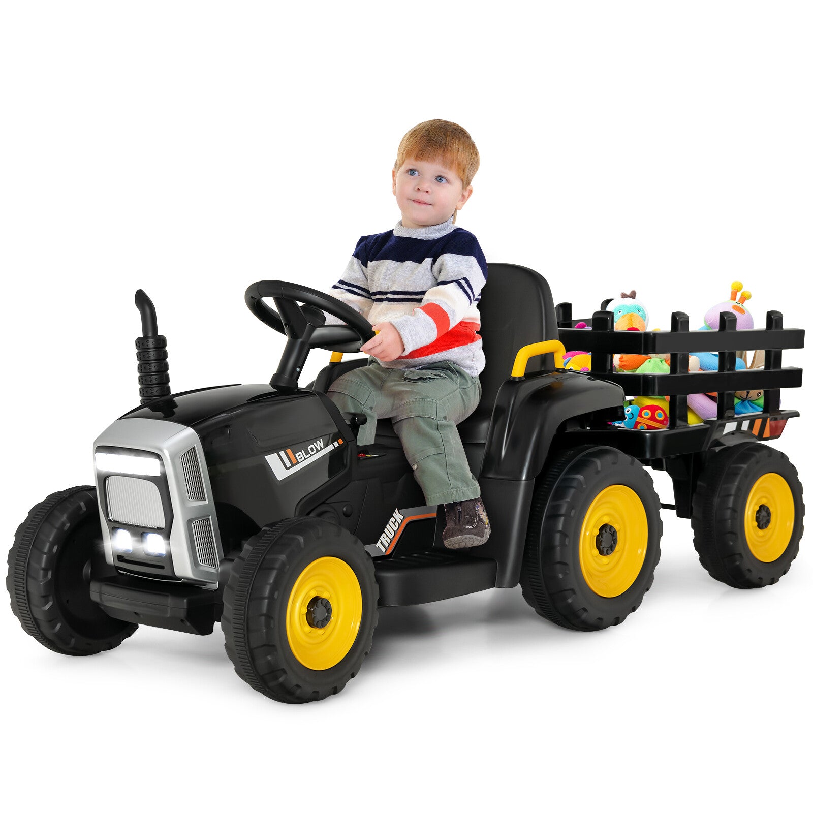 12V Kids Ride-On Tractor with Trailer, 3 Speeds and Remote Control Trend Times 0